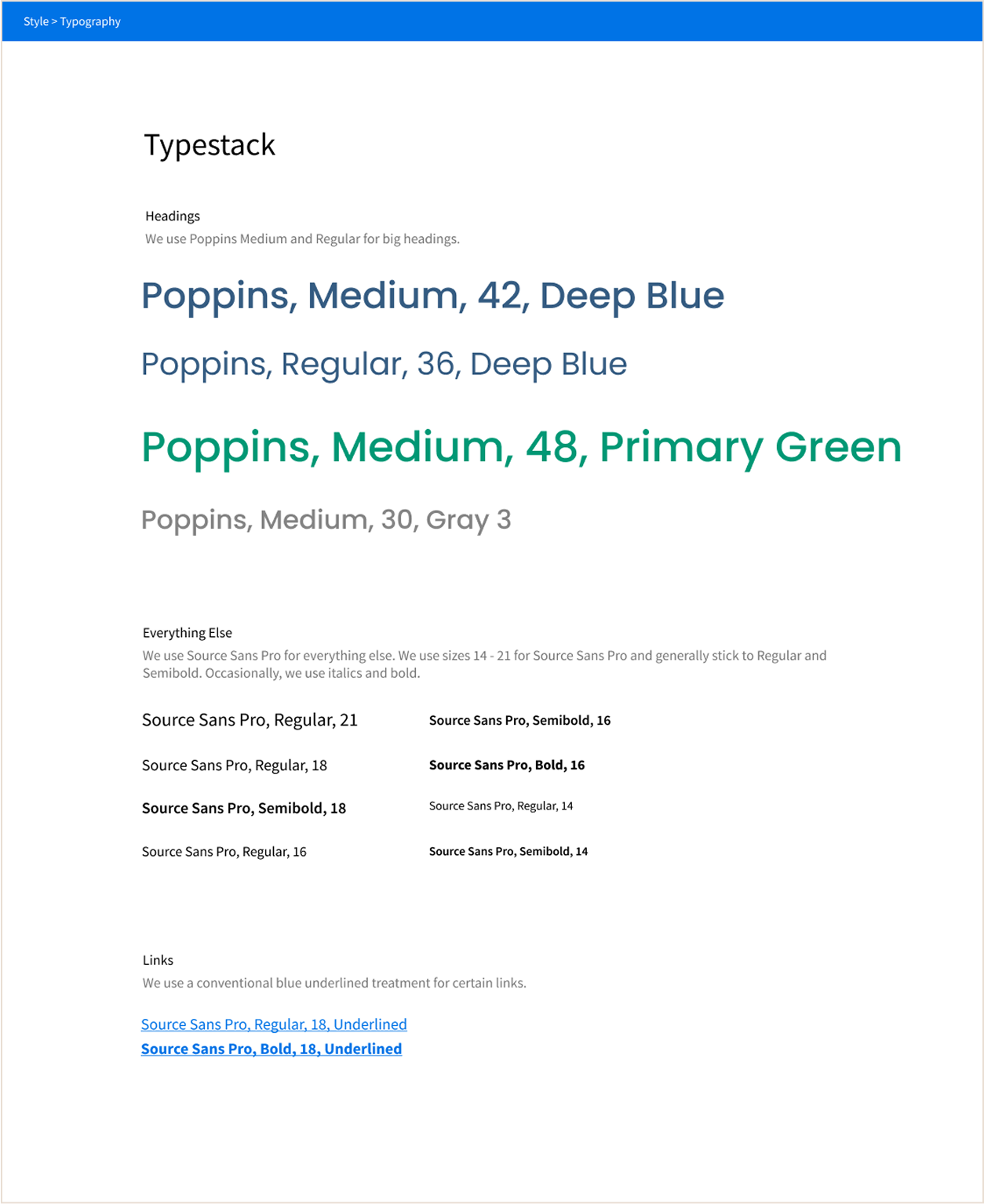 Component specifications